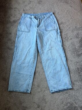GOGO Jeans Light Wash Cargo Jeans Wide Leg Utility Pockets SIZE 15/32